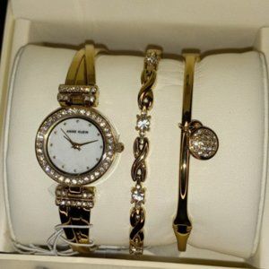 Anne Klein Gold Watch and Bracelet Set